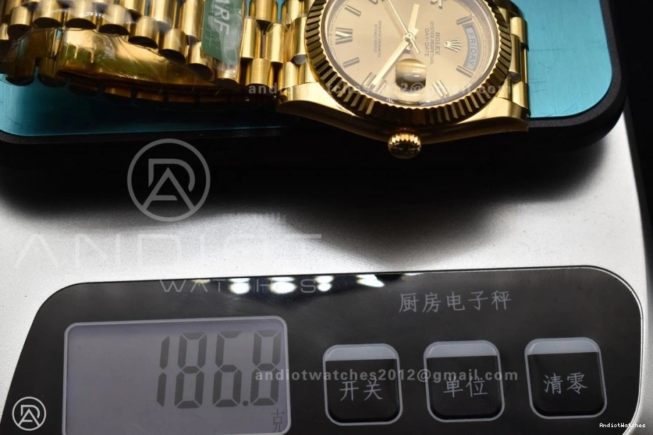 YG Bracelet 658 1:1 40 Weight) Edition Gold Dial Day VR3255 Date Best ARF (Gain Stretchable President 228238 On Roman 0523